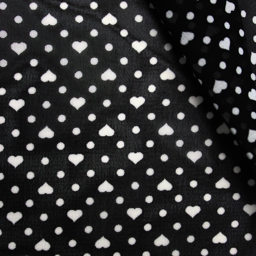 Hi Multi Chiffon Black Base Ivory Heart Spot