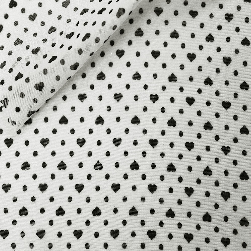 Hi Multi Chiffon Ivory Base Black Heart Spot