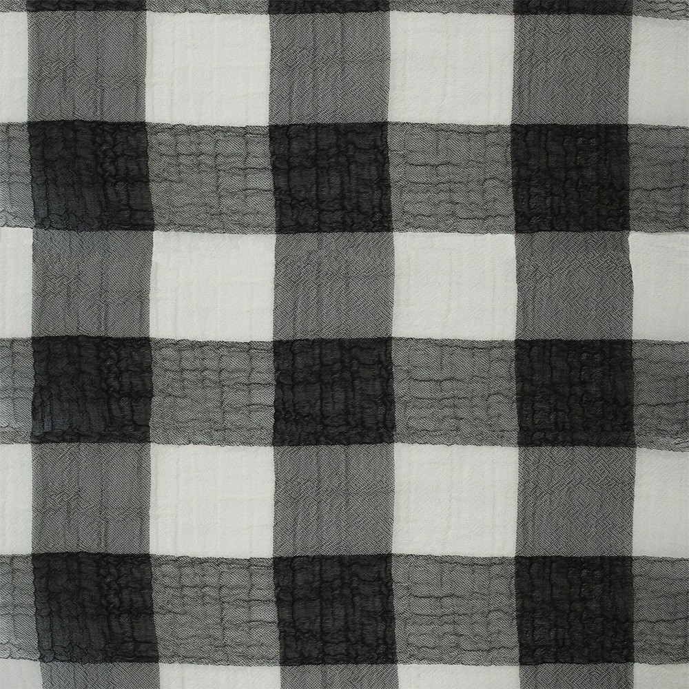 Large Check Chiffon Yoryu Black White