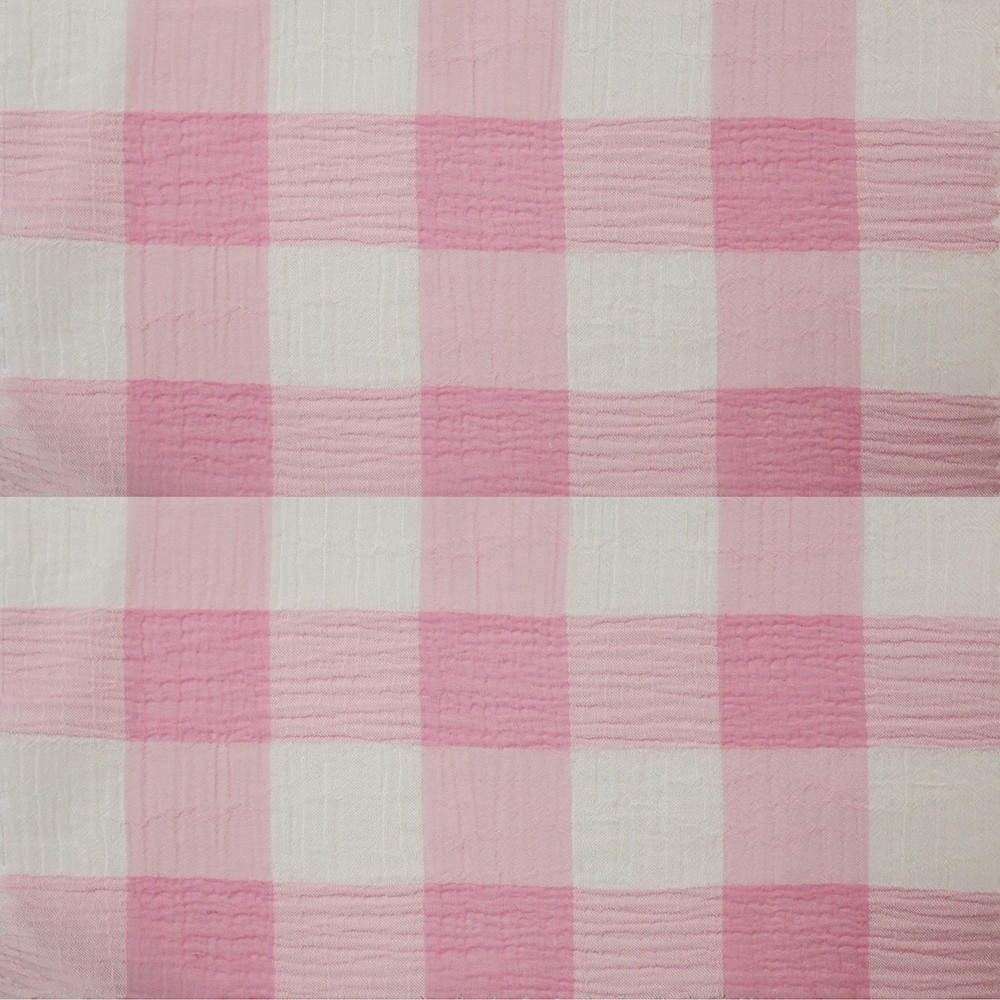 Large Check Chiffon Yoryu Pink White