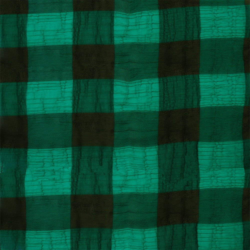 Large Check Chiffon Yoryu Teal Black