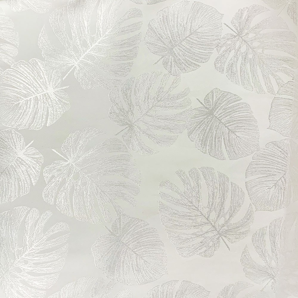 Poly Satin Jacquard Plant Leaf Ivory