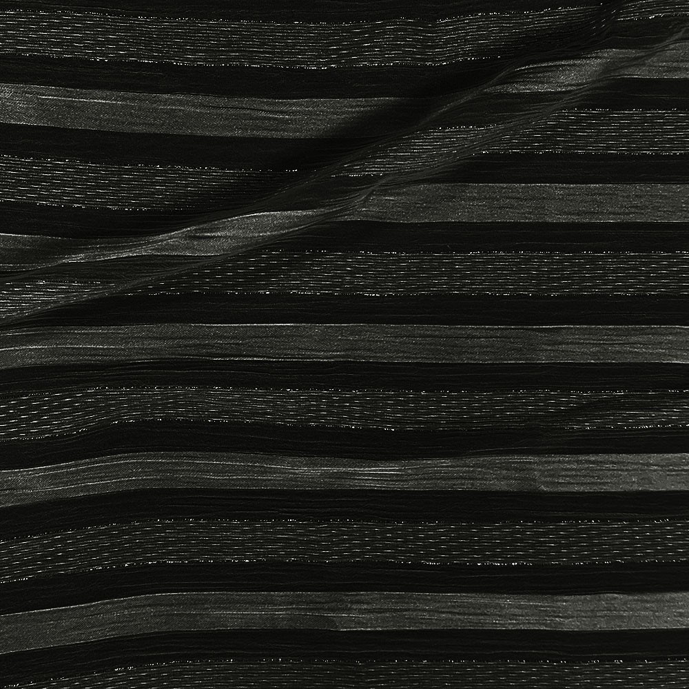 Yoryu Chiffon With Satin Stripe and Lurex SM-3963 Black
